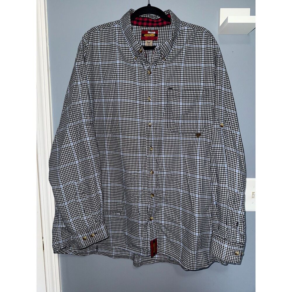 Brãeval Black & Blue Plaid Cotton & Merino Wool Tiera Button Down | Size XXL